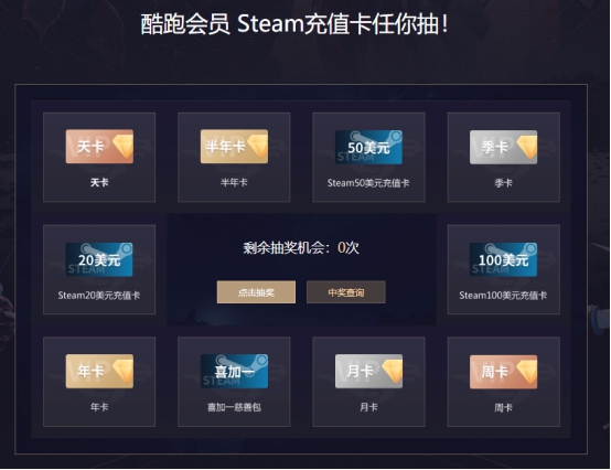 酷跑加速器双十一超值回馈-参与既有机会获100美元steam充值卡