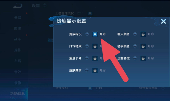 王者荣耀如何隐藏贵族的标志